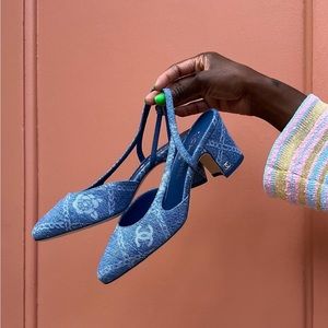 Chanel 23A Denim Slingbacks Size 38C | NIB